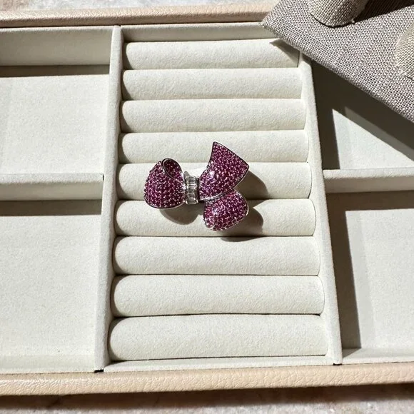 Park Lane Hope Ring Bow Design W/ Pink Crystals Silver Tone Size 7 NWT - Picture 6 of 9